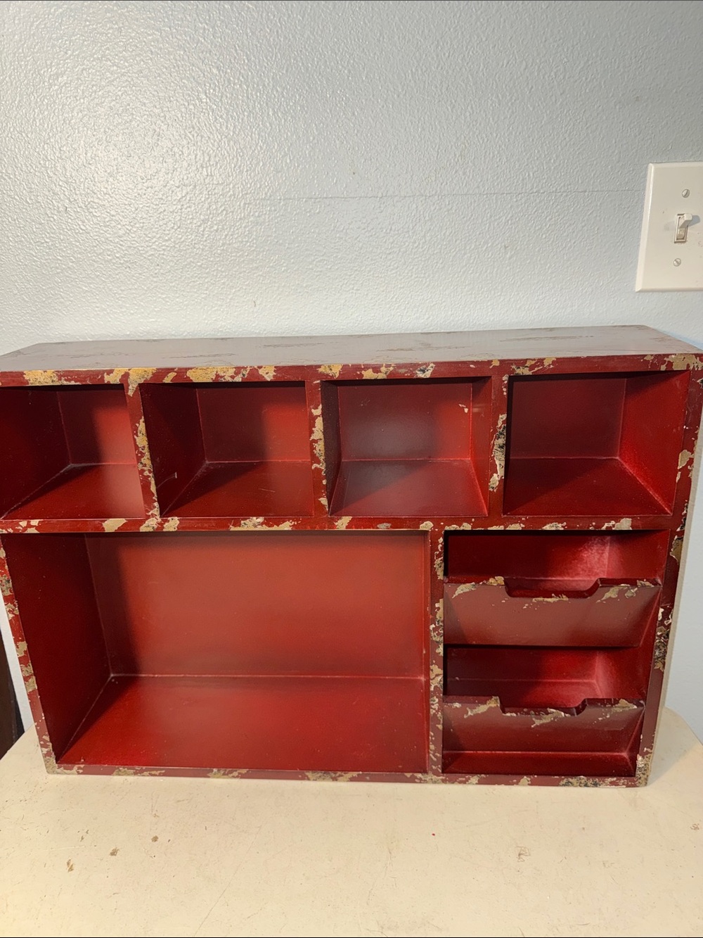 Vintage-Style Rustic Multi-Compartment Storage Tabletop Desk Organizer Heavy!